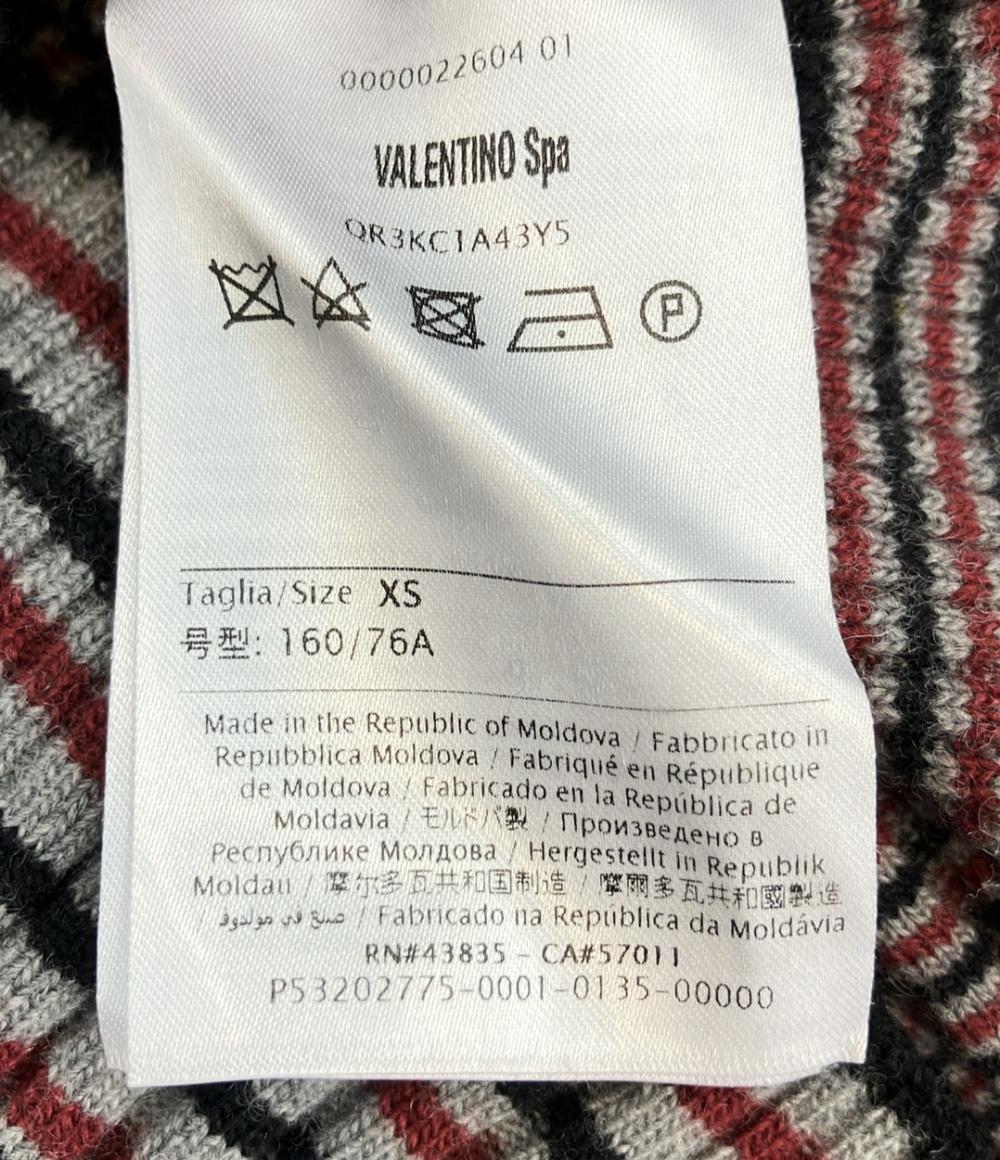 RED VALENTINO 長袖ニット ポーター柄 レッド グレー ブラック QR3KC1A43Y5 レディース SIZE XS レッドヴァレンティノ
