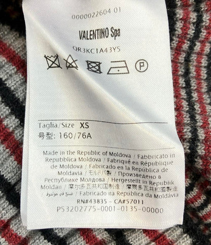 RED VALENTINO 長袖ニット ポーター柄 レッド グレー ブラック QR3KC1A43Y5 レディース SIZE XS レッドヴァレンティノ