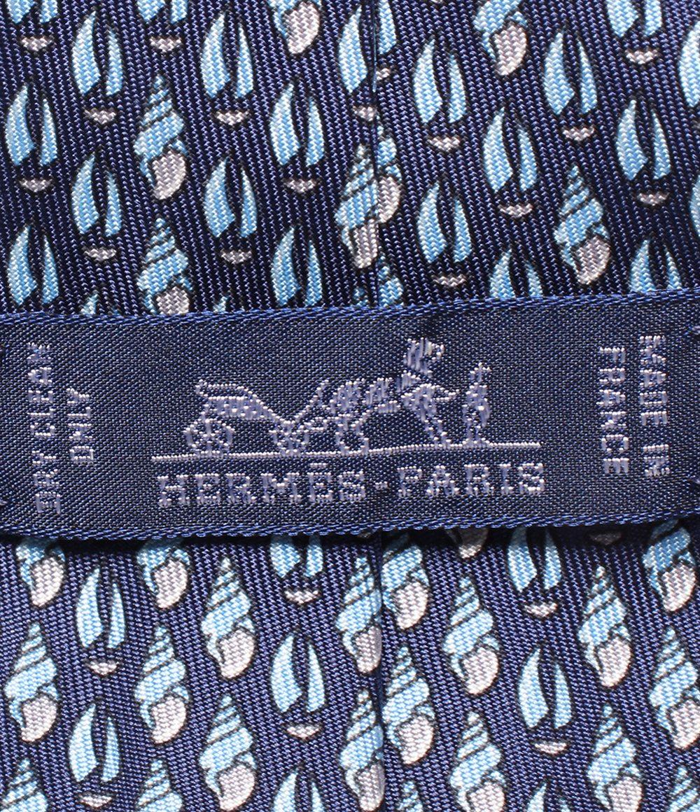 美品 エルメス ネクタイ シルク100％ 貝柄 メンズ HERMES