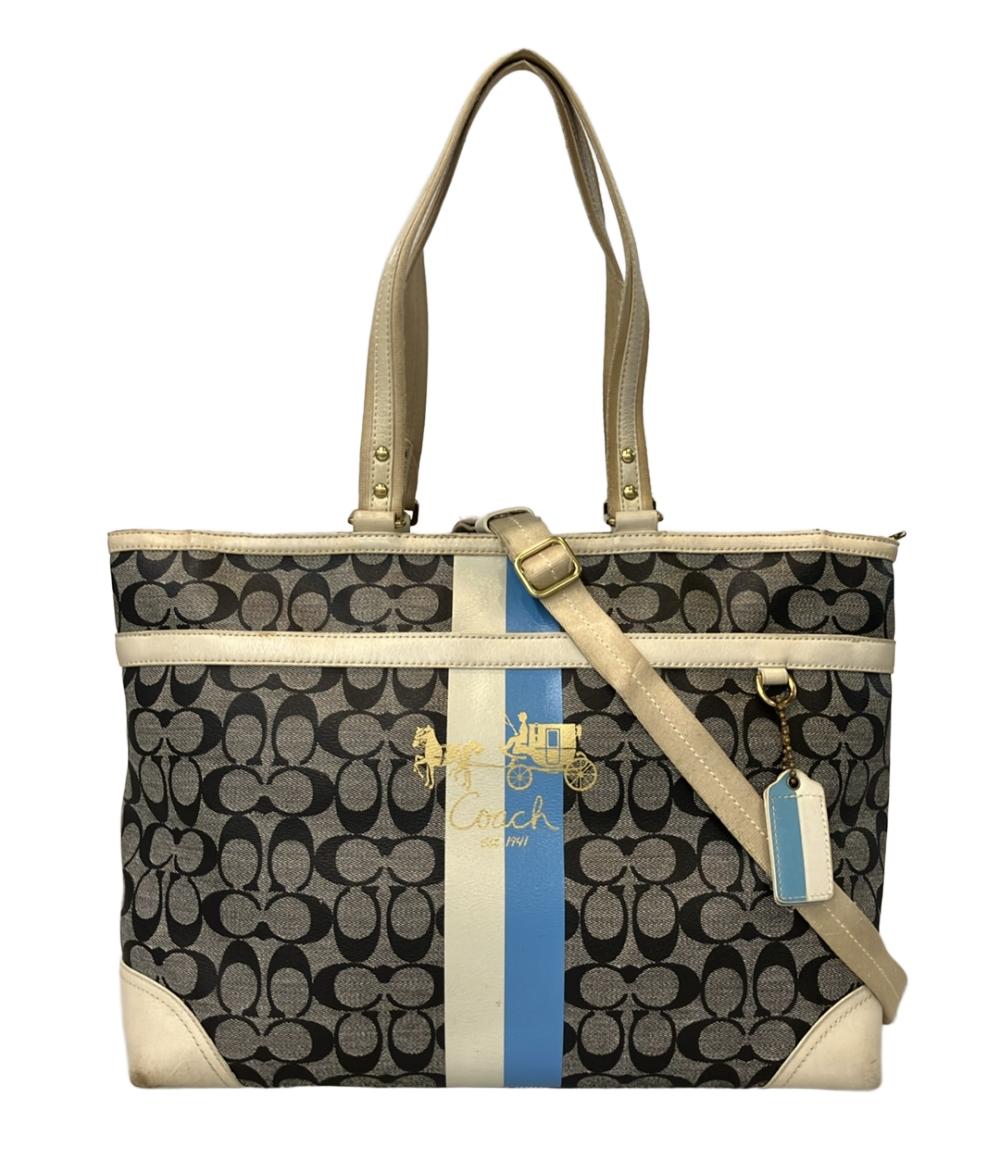 COACH 2way トートバッグ ショルダーバッグ 斜め掛け シグネチャー