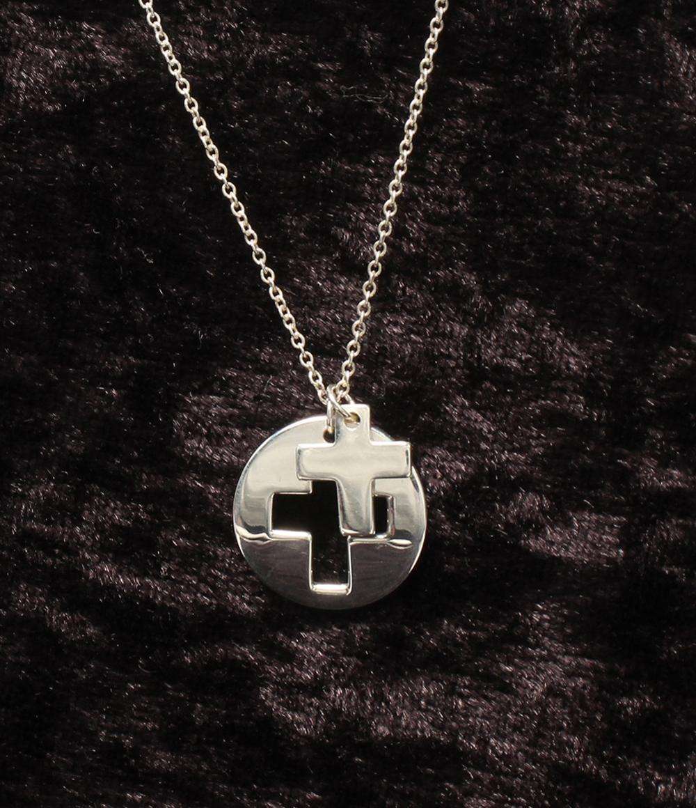 美品 ティファニー ネックレス SV925 ラウンド クロス レディース TIFFANY&Co.
