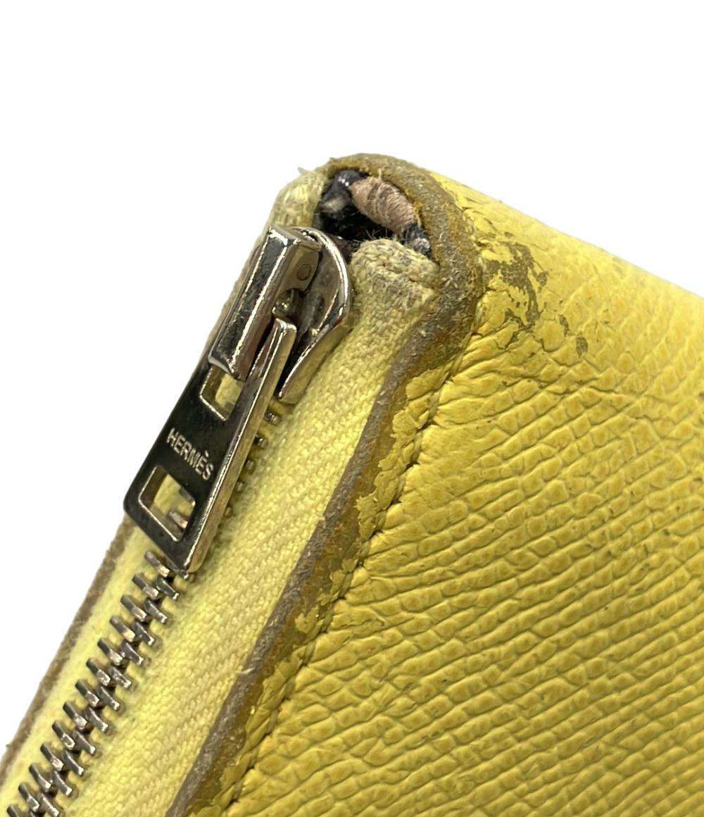 HERMES ラウンドファスナー長財布 T刻印 シルバー金具 アザップ シルクイン レディース エルメス