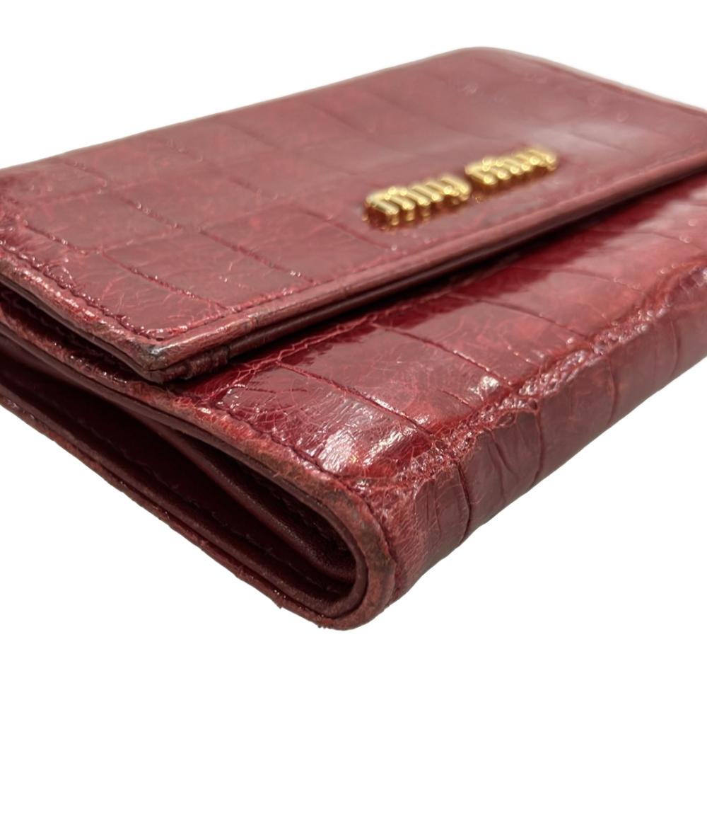 ミュウ ミュウ 三つ折り財布 クロコ型押し レディース Miu Miu