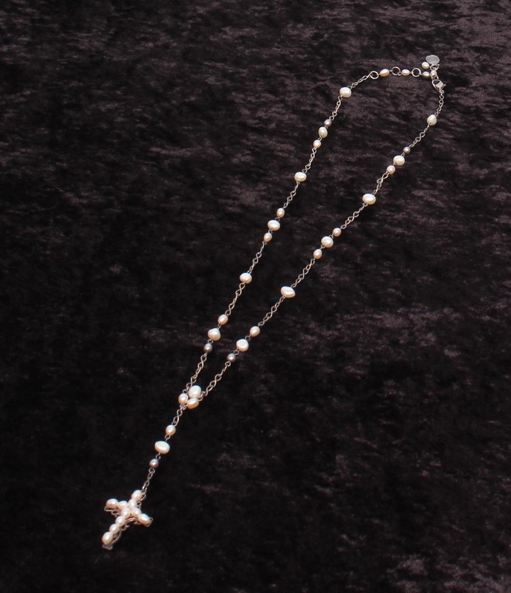 K.T ネックレス 淡水パール クロスモチーフ レディース
