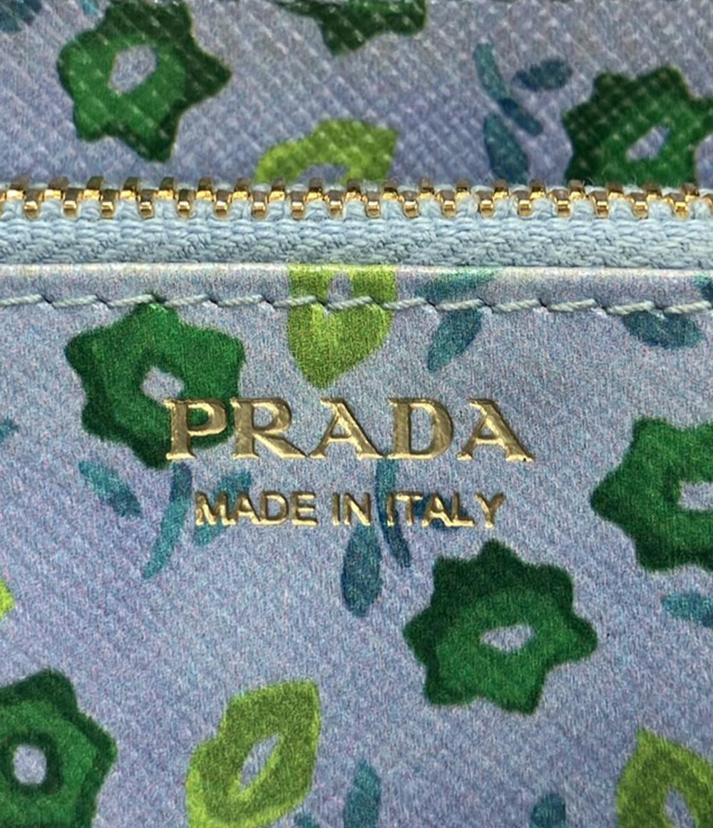 プラダ ラウンドファスナー長財布 サフィアーノ レザー 内側フラワー柄 レディース PRADA