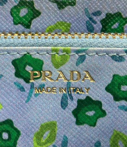 プラダ ラウンドファスナー長財布 サフィアーノ レザー 内側フラワー柄 レディース PRADA
