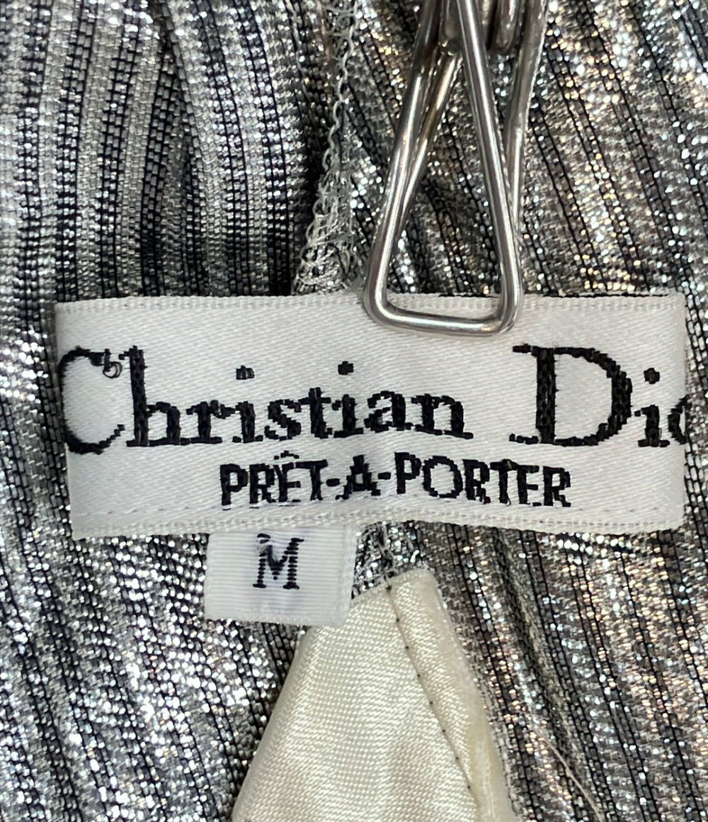 Christian Dior PRÊT-A-PORTER 長袖 シルバーストライプ ブラウス 9010BL6 レディース SIZE M クリスチャンディオール プレタポルテ
