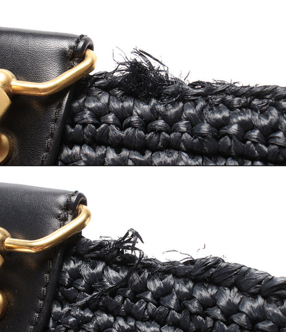 CHANEL チェーンショルダーバッグ トートバッグ 肩掛け ゴールド金具 ラフィア ココマーク レディース シャネル