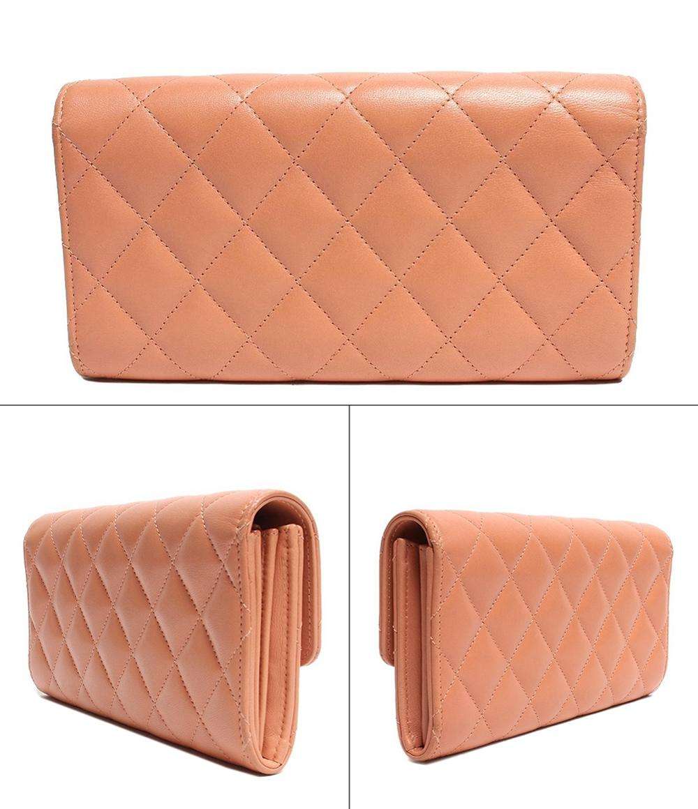 シャネル　長財布　ハーフココ　マトラッセ　ピンク　シルバー金具　CHANEL シャネル 長財布 ココマーク シルバー金具 サーモンピンク系