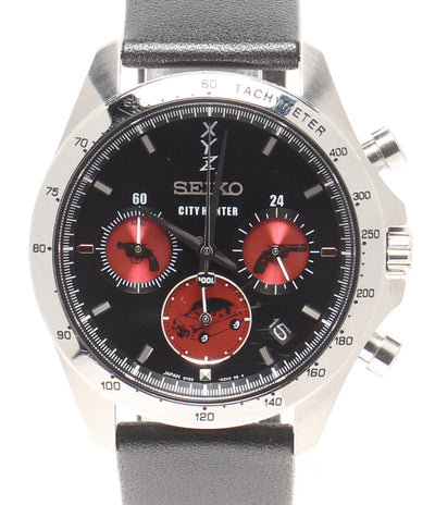 SEIKO 腕時計×シティハンター クオーツ ブラック 8T63-02P0 メンズ セイコー