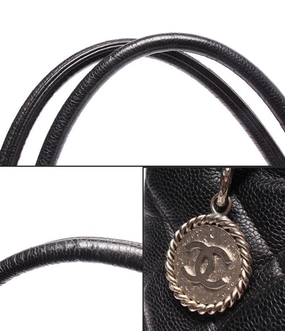 CHANEL トートバッグ シルバー金具 復刻トート キャビアスキン メダリオン ココマーク ６番台 レディース シャネル