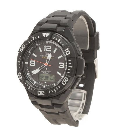 美品 Q&Q 腕時計 ソーラー ブラック UP08 メンズ キューアンドキュー