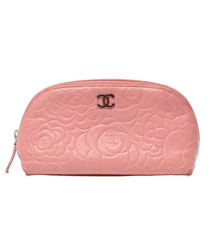 CHANEL ポーチ カメリア ラムスキン シルバー金具 レディース シャネル