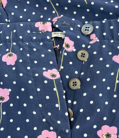 Miu Miu 花柄 ドット柄パンツ シルク100% 七分丈 レディース SIZE 38 (M) ミュウ ミュウ