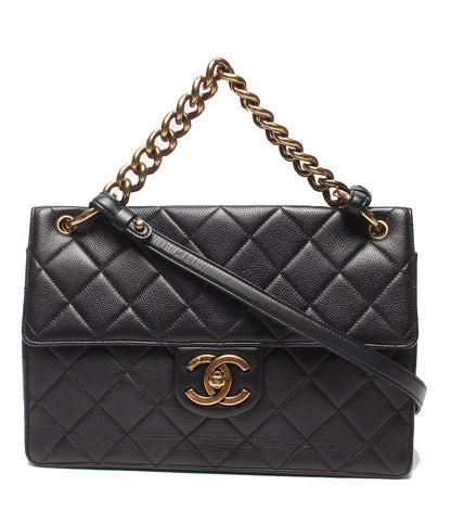 CHANEL 2WAYチェーンハンドバッグ ショルダーバッグ 肩掛け ゴールド金具 マトラッセ キャビアスキン 18番台 レディース シャネル
