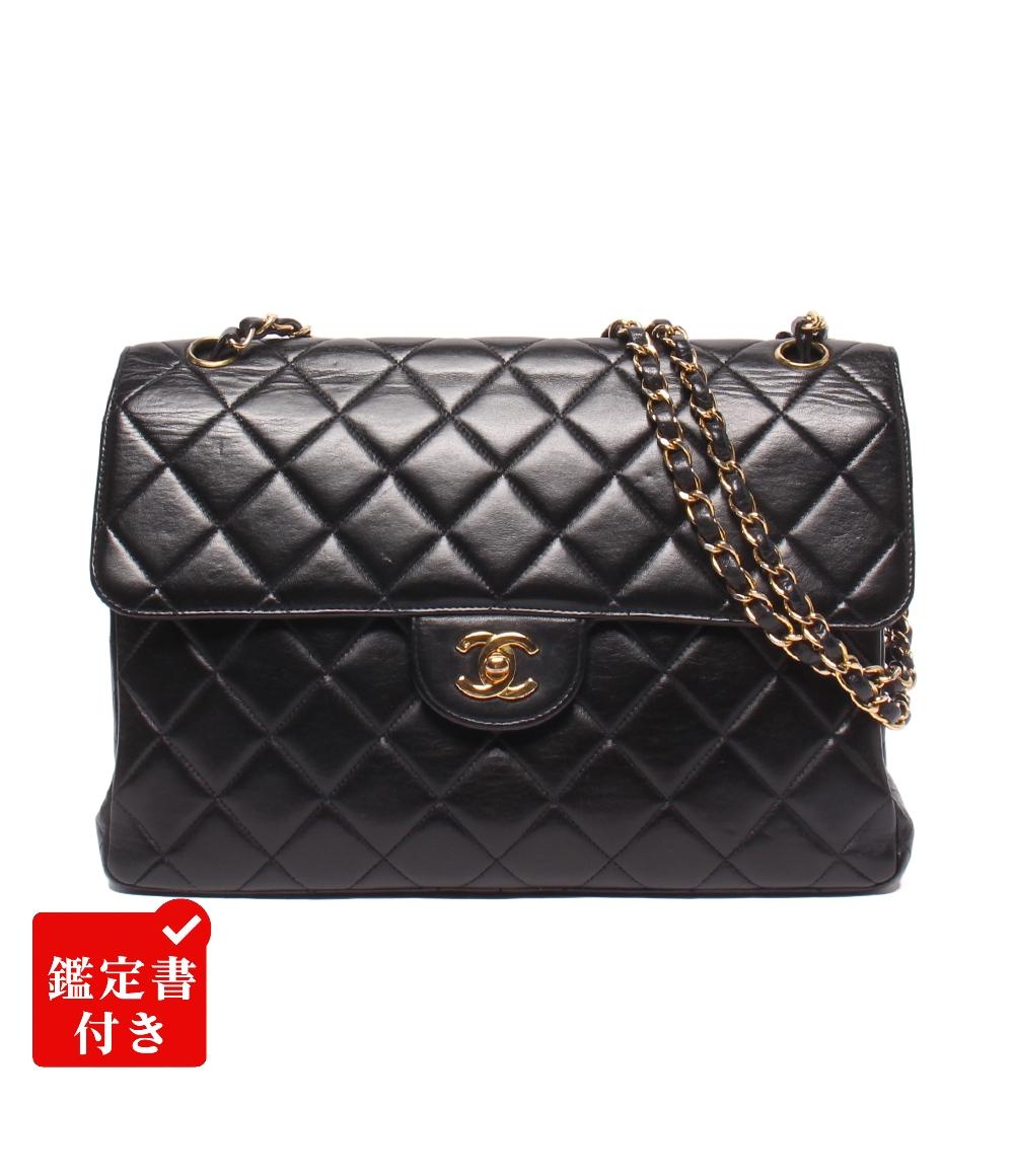 CHANEL チェーンショルダーバッグ 4番台 ダブルチェーン ダブルフェイス ラムスキン ゴールド金具 肩掛け デカマトラッセ レディース シャネル