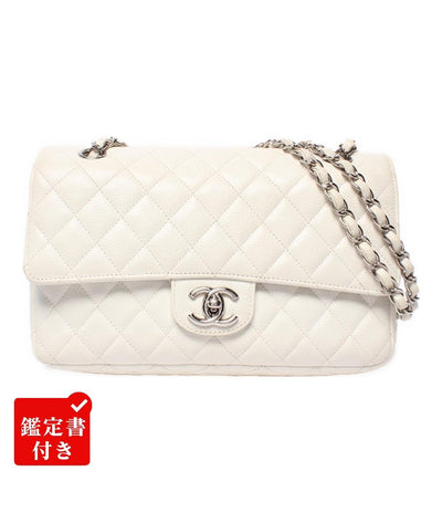 CHANEL ショルダーバッグ 肩掛け ダブルフラップ ダブルチェーン シルバー金具 キャビアスキン マトラッセ25 レディース シャネル