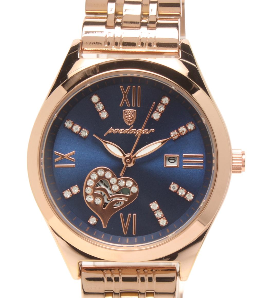 美品 POEDAGAR 腕時計 クオーツ ネイビー系 レディース ポエダガー