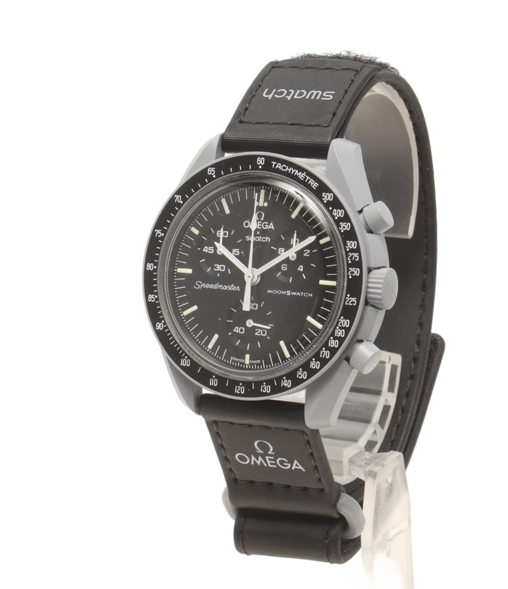 美品 OMEGA Swatch 腕時計 ムーンスウォッチ スピードマスター クオーツ ブラック SO33M100 レディース メンズ オメガ スウォッチ