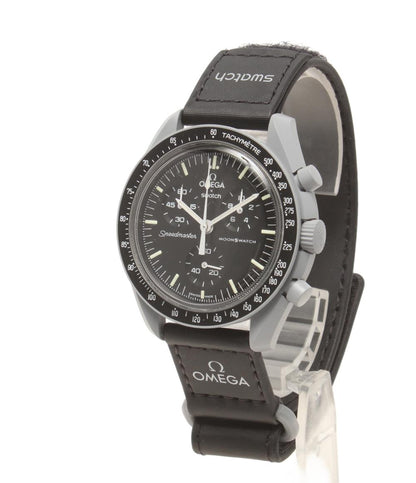 美品 OMEGA Swatch 腕時計 ムーンスウォッチ スピードマスター クオーツ ブラック SO33M100 レディース メンズ オメガ スウォッチ