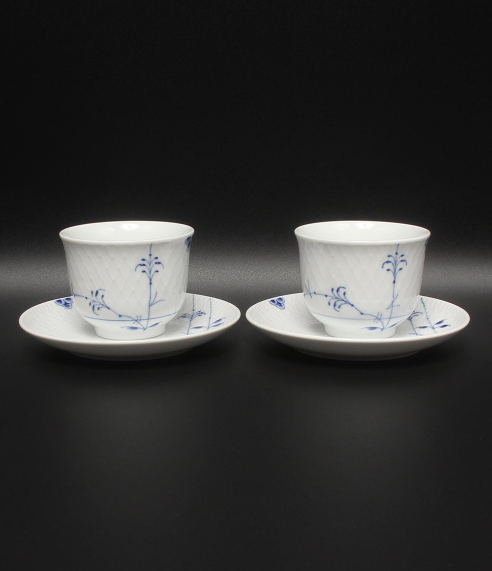 美品 Royal Copenhagen ティーセット ペア 2客 ブルーパルメッテ ロイヤルコペンハーゲン