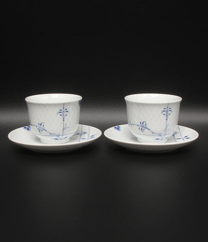 美品 Royal Copenhagen ティーセット ペア 2客 ブルーパルメッテ ロイヤルコペンハーゲン