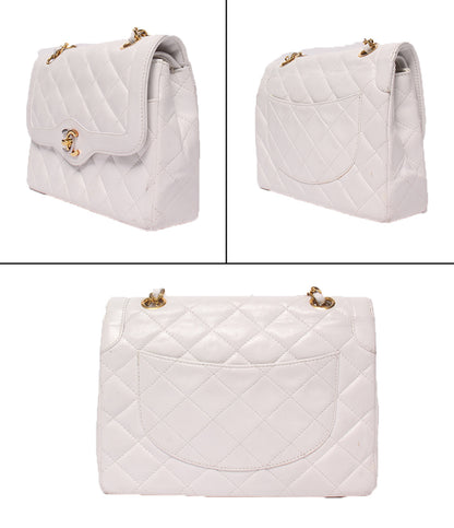 CHANEL チェーンショルダーバッグ Wチェーン Wフラップ 肩掛け ラムスキン パリ限定 マトラッセ レディース シャネル