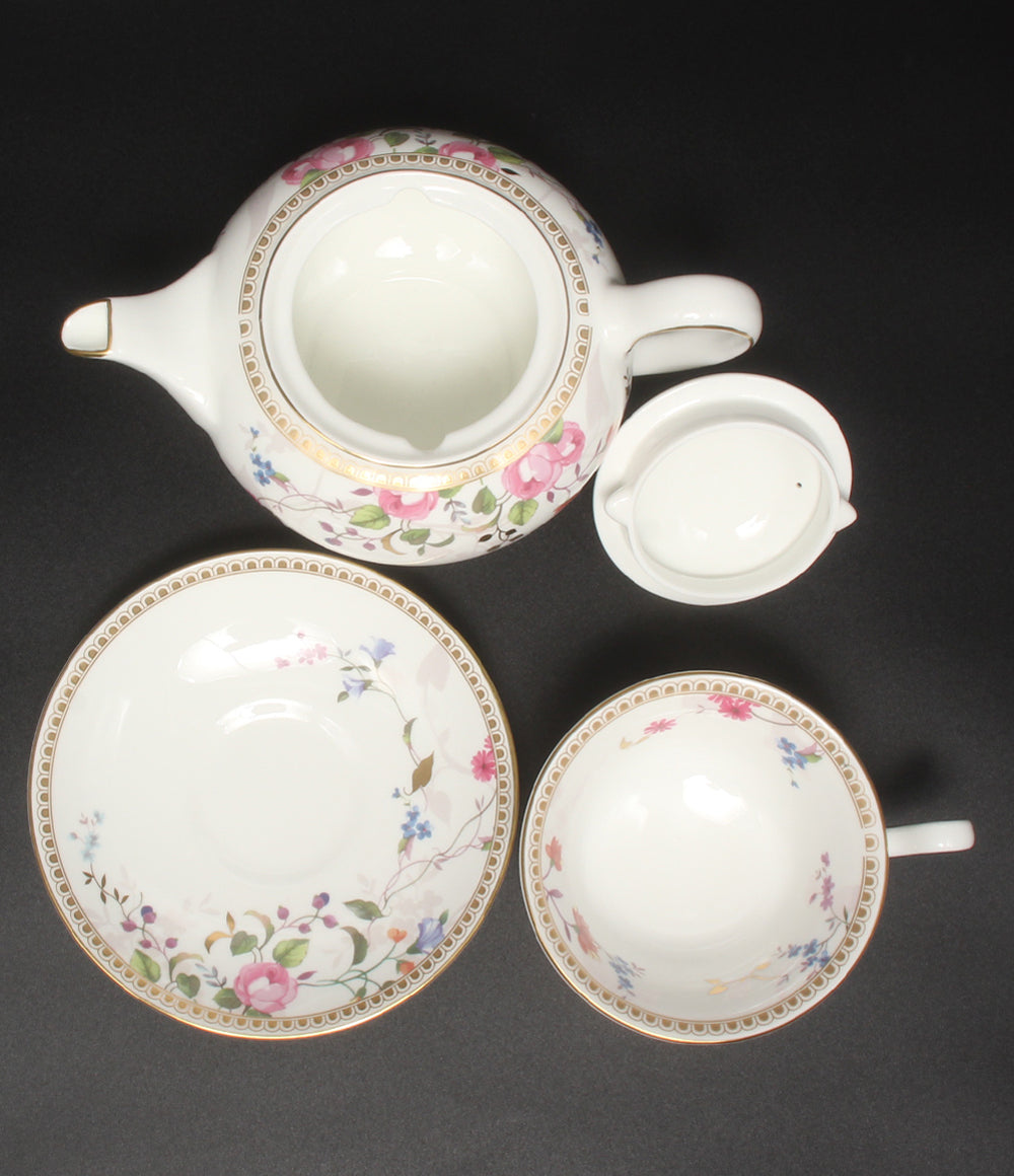 美品 WEDGWOOD ティーポット カップ＆ソーサー 2点セット ローズ ゴールド ウエッジウッド