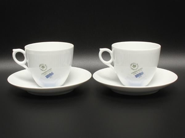 美品 Royal Copenhagen カップ＆ソーサー 2客セット ペア フルーテッド シグネチャー ロイヤルコペンハーゲン