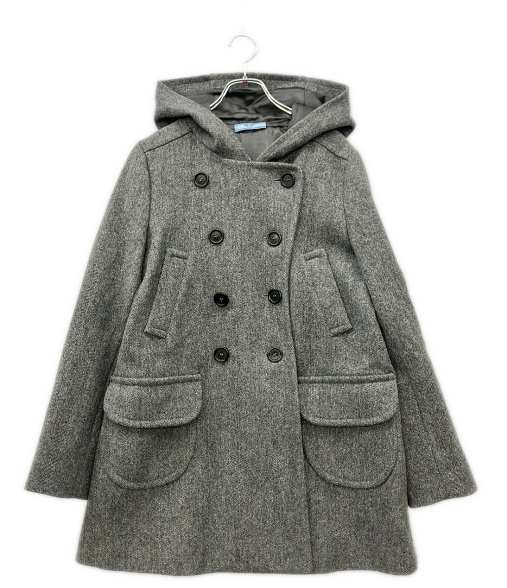 PRADA ウール フーデッド ピーコート 88747 レディース SIZE 42 プラダ