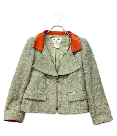 訳あり CHANEL ツイード ジップアップ ジャケット P17511V09914 レディース SIZE 40 (M) シャネル