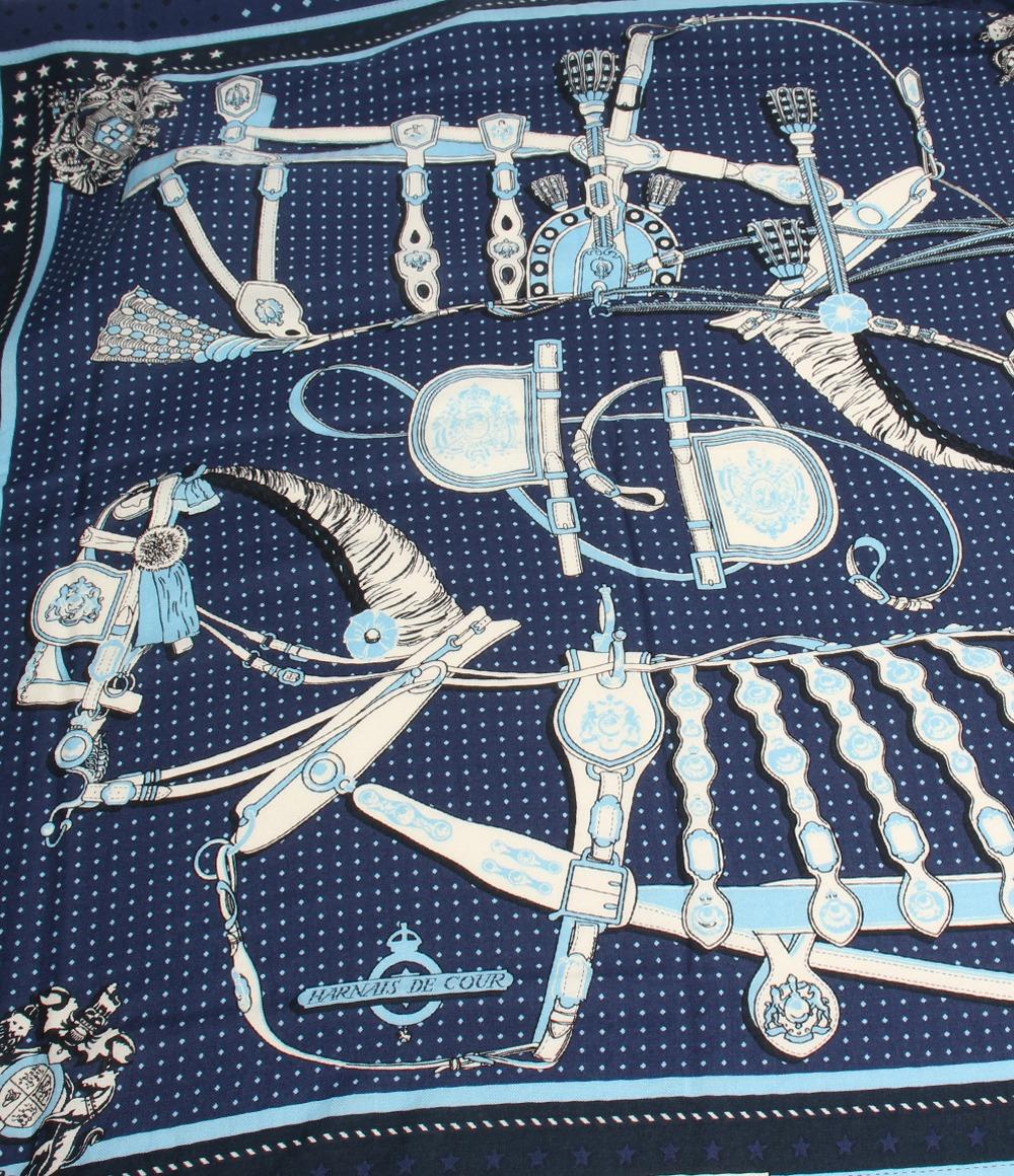 美品 HERMES スカーフ カレジェアン140 HARNAIS DE COUR レディース メンズ エルメス