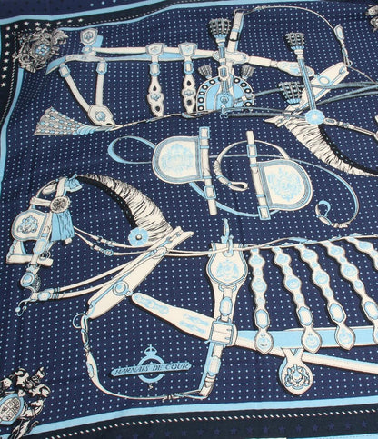 美品 HERMES スカーフ カレジェアン140 HARNAIS DE COUR レディース メンズ エルメス