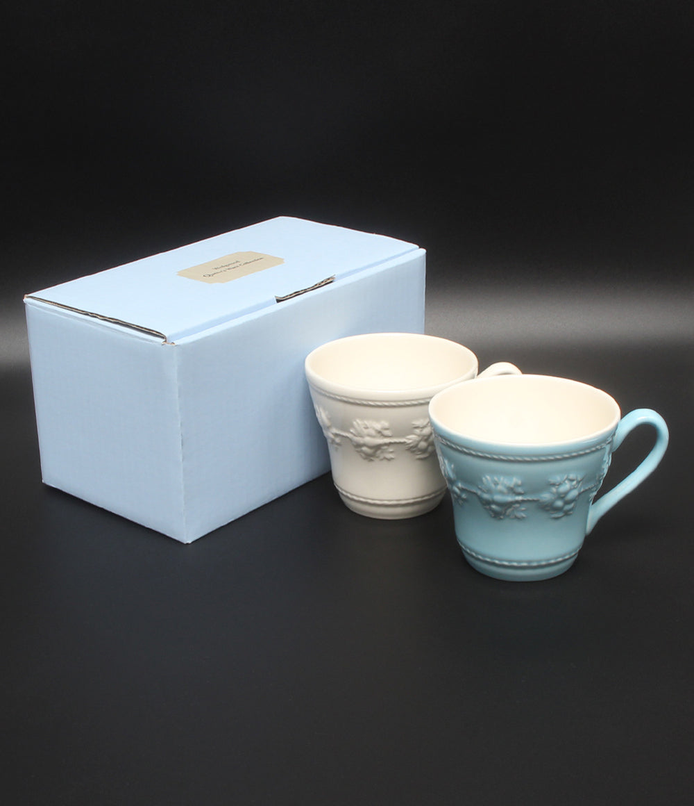 美品 WEDGWOOD マグカップ 2点セット ペア フェスティビティ アイボリー ブルー ウェッジウッド