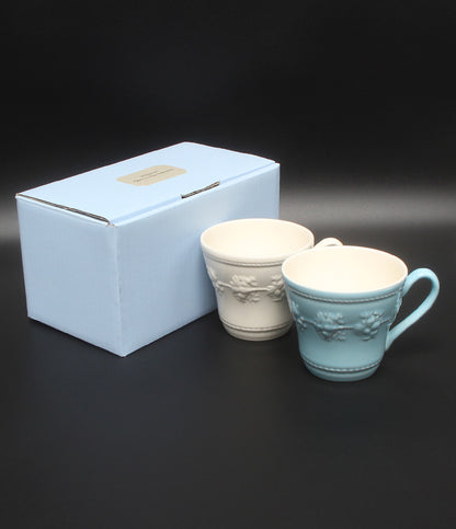 美品 WEDGWOOD マグカップ 2点セット ペア フェスティビティ アイボリー ブルー ウェッジウッド