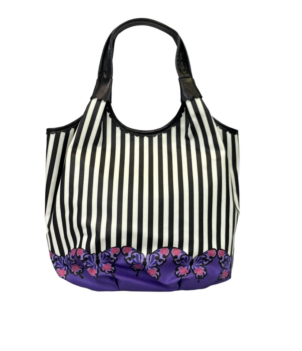 ANNA SUI トートバッグ 肩掛け ストライプ柄 バタフライ レディース アナスイ