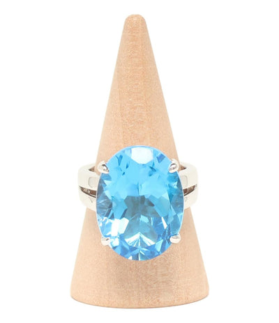 美品 リング 指輪 K14WG ブルートパーズ21.46ct レディース SIZE 13号