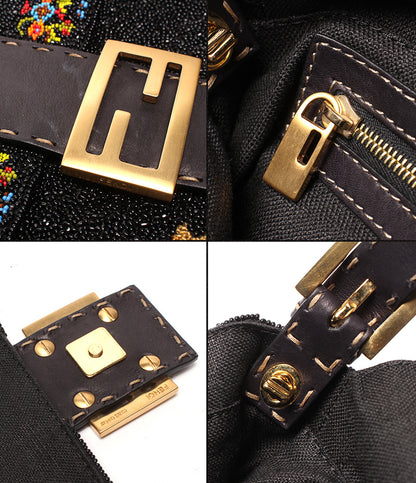 FENDI ハンドバッグ ショルダーバッグ 肩掛け フラワー刺繍 総ビーズ マンマバケット レディース フェンディ