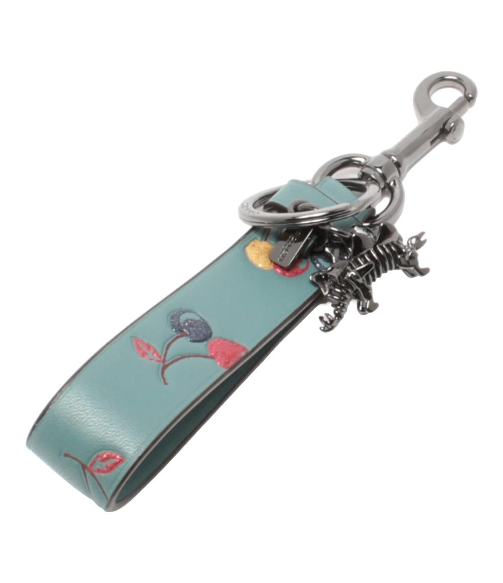 美品 コーチ キーリング チャーム カラビナ 恐竜モチーフ チェリー柄 レディース COACH