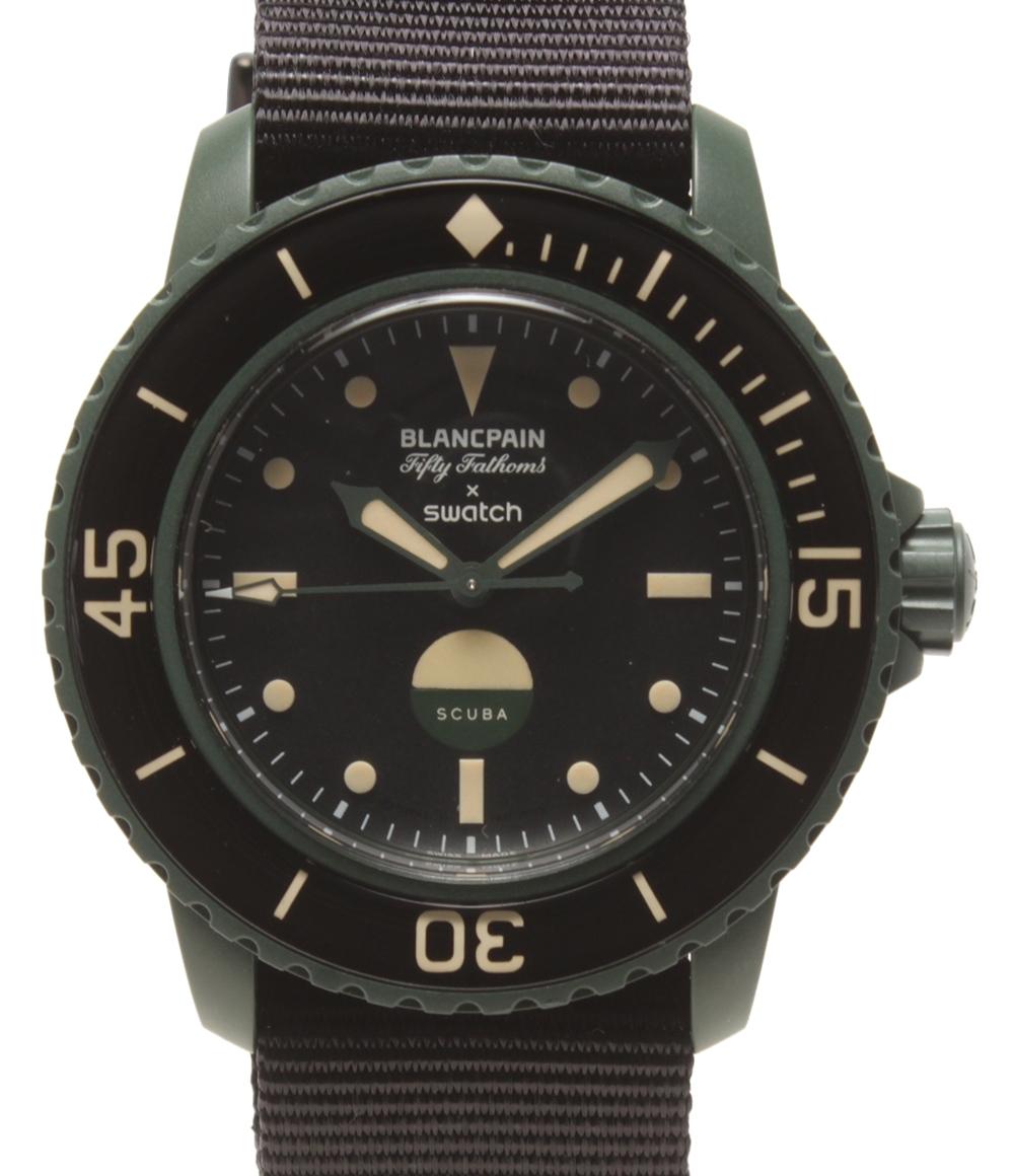 ブランパン スウォッチ 腕時計 GREEN ABYSS BIOCERAMIC SCUBA FIFTY FATHOMS 自動巻き ブラック SO35G100 レディース Blancpain Swatch