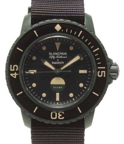 ブランパン スウォッチ 腕時計 GREEN ABYSS BIOCERAMIC SCUBA FIFTY FATHOMS 自動巻き ブラック SO35G100 レディース Blancpain Swatch
