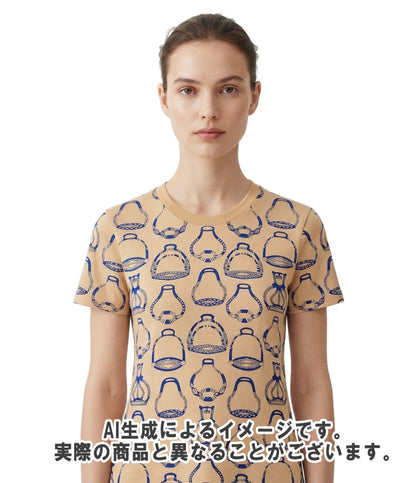 美品 HERMES ファンタジー・デトリエ 半袖 Tシャツ 3E4622DM レディース SIZE 34 エルメス