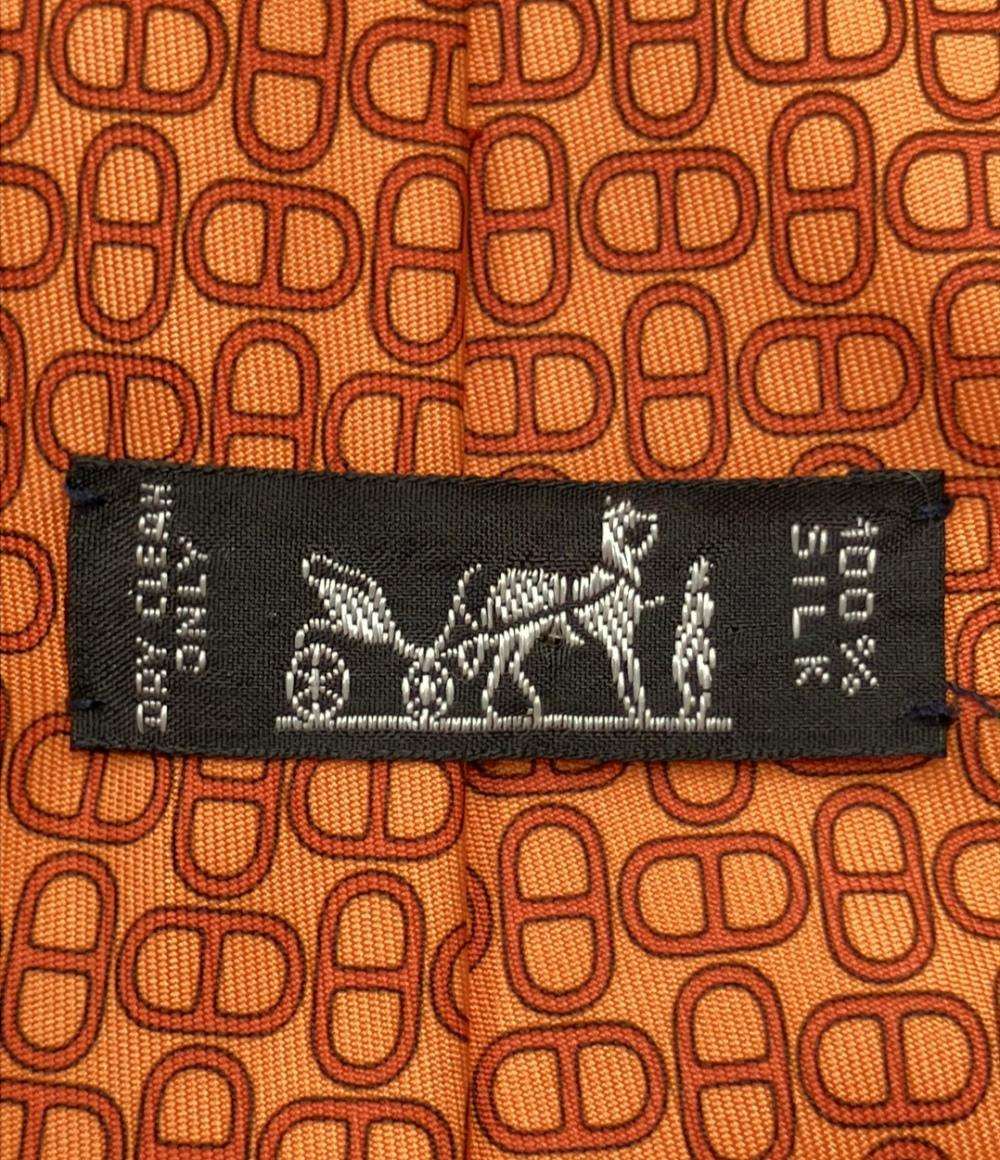 美品 HERMES ネクタイ シルク100% シェーヌダンクル メンズ エルメス