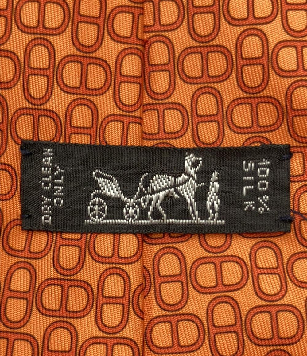 美品 HERMES ネクタイ シルク100% シェーヌダンクル メンズ エルメス