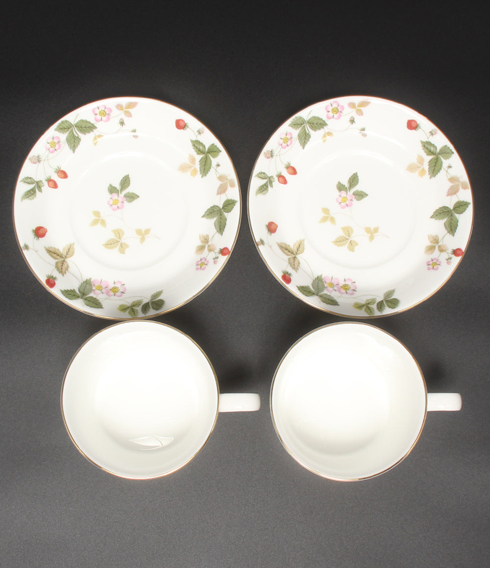 美品 WEDGWOOD カップ＆ソーサー 2客セット ペア デルフィ ワイルドストロベリー ウェッジウッド