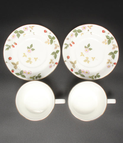 美品 WEDGWOOD カップ＆ソーサー 2客セット ペア デルフィ ワイルドストロベリー ウェッジウッド