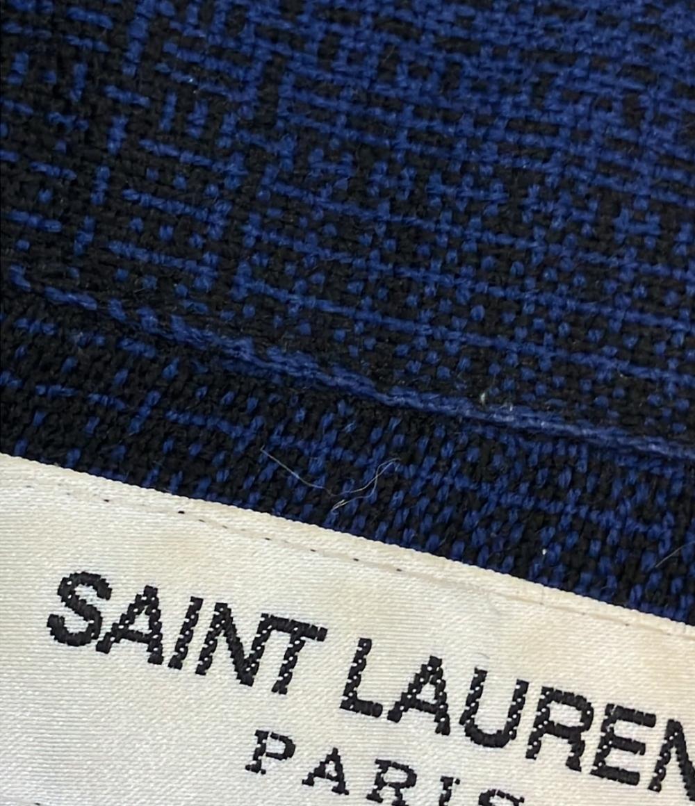 SAINT LAURENT 長袖シャツ エディ期 ウールチェック ウェスタン ブルー ブラック 16AW UP53 2016 00494 SIZE M サンローラン
