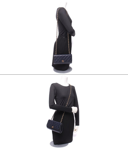 CHANEL チェーンショルダーバッグ 肩掛け 斜め掛け ゴールド金具 3番台 マトラッセ シングルフラップ シングルチェーン キャビアスキン レディース