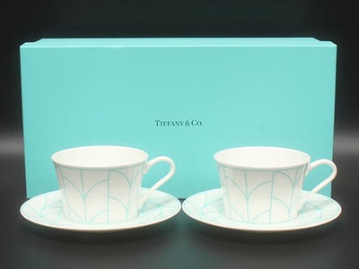 美品 ティファニー カップ＆ソーサー 2客セット ペア ウィートリーフ TIFFANY&Co.