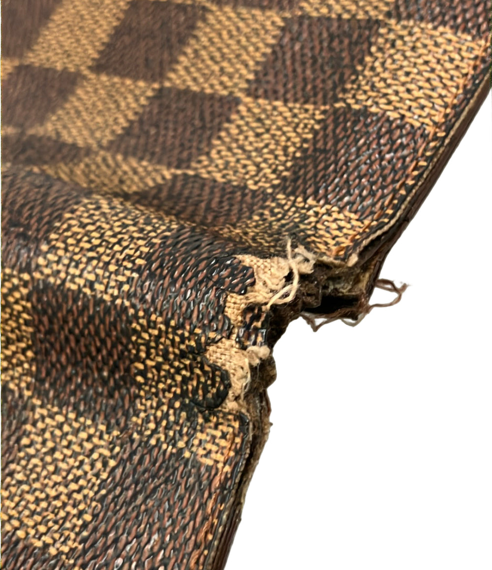 訳あり LOUIS VUITTON 二つ折り財布 ポルトフォイユ マルコ ダミエ エベヌ N61675 メンズ ルイ・ヴィトン